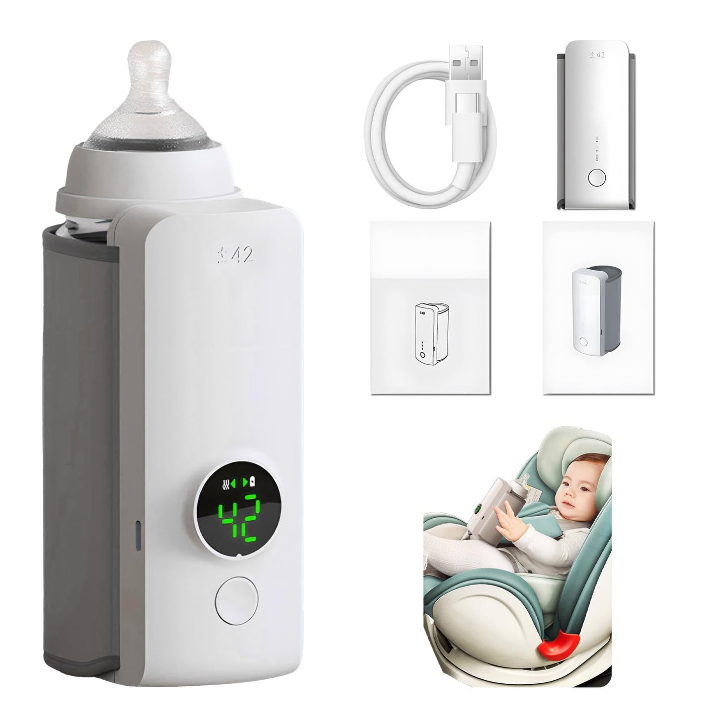 Portable Baby Bottle Warmer – 6 Adjustable Temperature Levels